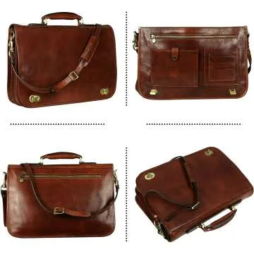 Handcrafted Dark Brown Leather Briefcase for Men