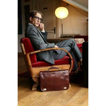 Handcrafted Dark Brown Leather Briefcase for Men