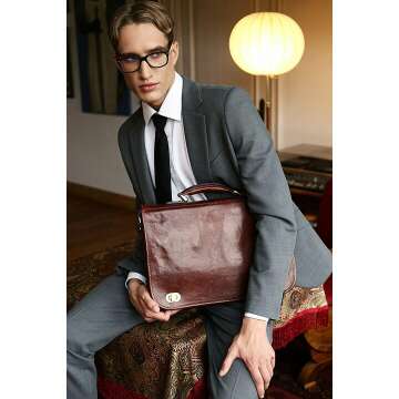 Handcrafted Dark Brown Leather Briefcase for Men