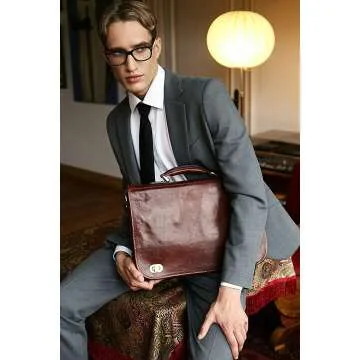 Handcrafted Dark Brown Leather Briefcase for Men
