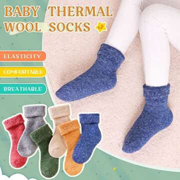 Eocom 6 Pairs Children's Winter Thick Warm Wool Socks Soft Kids Socks Random Color (Solid Color B, 1-3 Years)