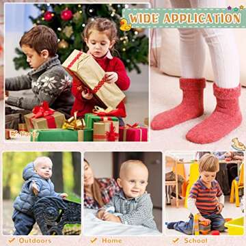 Eocom 6 Pairs Children's Winter Thick Warm Wool Socks Soft Kids Socks Random Color (Solid Color B, 1-3 Years)