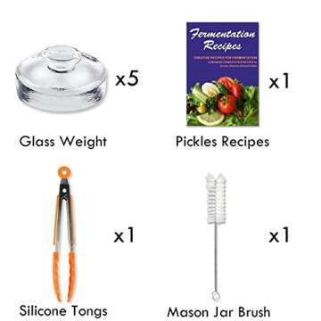 Artcome 5-Pack Glass Fermentation Weights with Easy Grip Handle and Unique Texture Design for Large Wide Mouth Mason Jars