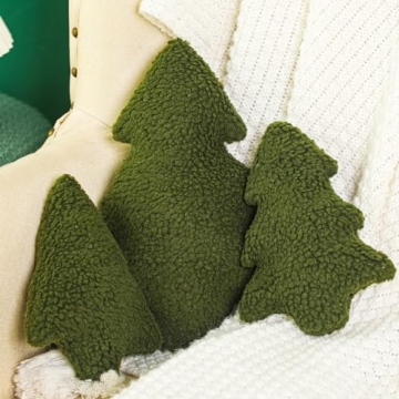 Shappy 3 Pcs Winter Tree Pillows - Cute Soft Tree Throw Pillows for Festive Home Decor