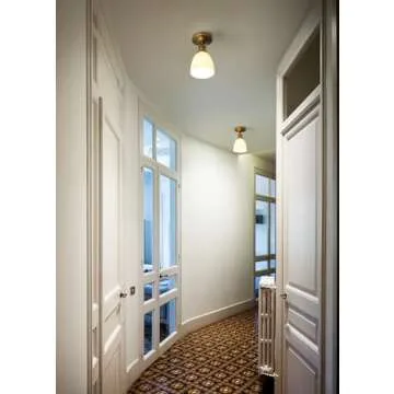 Pathson Modern Flush Mounted Ceiling Light with Milk White Glass, Classic Ceiling Lamp Fixture Vintage Style Lighting for Hallway Living Room Bedroom Foyer Loft