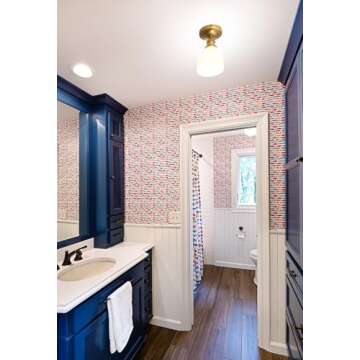 Pathson Modern Flush Mounted Ceiling Light with Milk White Glass, Classic Ceiling Lamp Fixture Vintage Style Lighting for Hallway Living Room Bedroom Foyer Loft