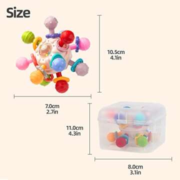 Baby Sensory Teething Toys, Atomic Ball Chew Toys Rattle & Teether Grasping Activities Infant Toy for 0 6 12 Months Boys & Girls Gift(Pink)