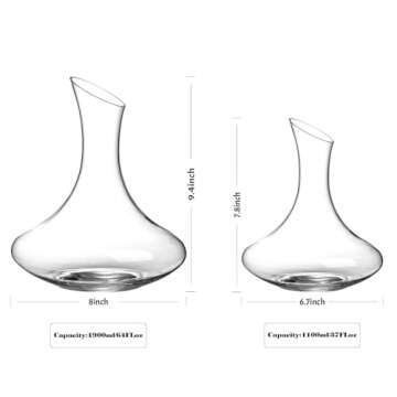 Wlasss Wine Decanter, 1100ml Lead-Free Crystal Carafe for Elegant Wine Enjoyment