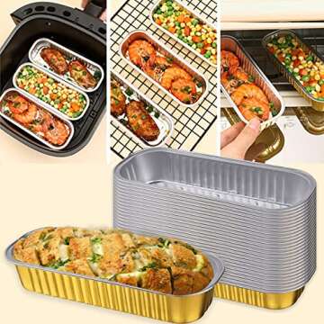 Merkaunis 50 Sets Aluminum Foil Pans with Lid,Mini Loaf Pans,Rectangle Aluminum Foil Baking Pans Tin...