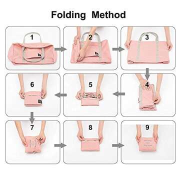 (2 Pack) Foldable Travel Duffel Bag, Waterproof Carry On Luggage Bag, Lightweight Travel Luggage Bag for Sports, Gym, Vacation (Light blue & Light pink)