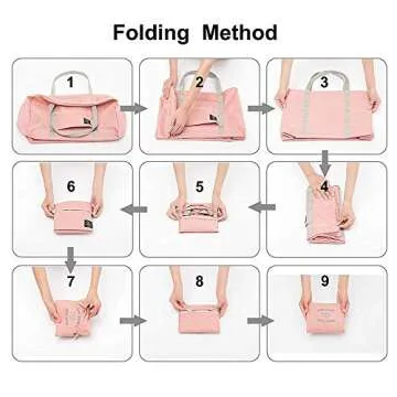 (2 Pack) Foldable Travel Duffel Bag, Waterproof Carry On Luggage Bag, Lightweight Travel Luggage Bag for Sports, Gym, Vacation (Light blue & Light pink)