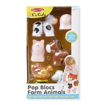Melissa & Doug Pop Blocs Educational Animal Toy Set