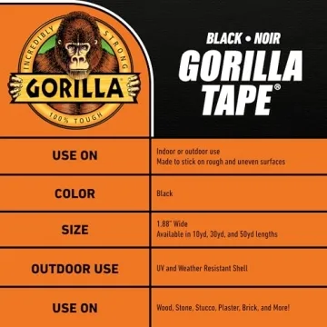 Gorilla Black Duct Tape for All Repairs and Projects