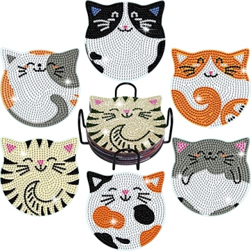 Vcekract Diamond Painting Coasters Kit for Cat Lovers