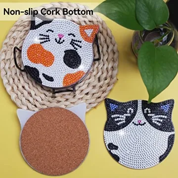 Vcekract Diamond Painting Coasters Kit for Cat Lovers