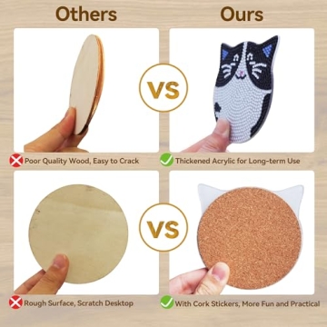 Vcekract Diamond Painting Coasters Kit for Cat Lovers