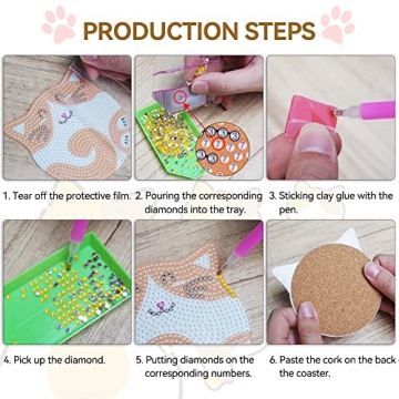 Vcekract Diamond Painting Coasters Kit for Cat Lovers
