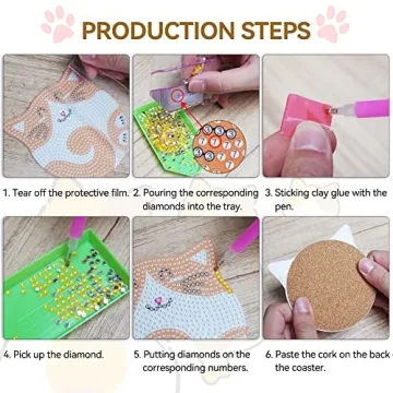 Vcekract Diamond Painting Coasters Kit for Cat Lovers