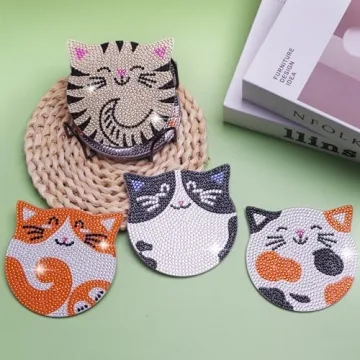 Vcekract Diamond Painting Coasters Kit for Cat Lovers