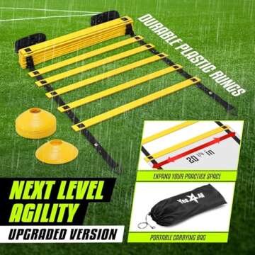 Yes4All Speed Agility Ladder Training Equipment – 8 Rungs Yellow, Suit for Soccer, Sports, Footwork & Fitness Exercises, with Included Carry Bag