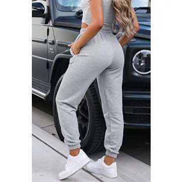 Comfortable Waitfairy Women's High Waisted Sweatpants