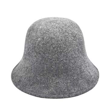 ZLYC Women's Winter Wool Bucket Hat - Warm & Stylish Grey Fedora