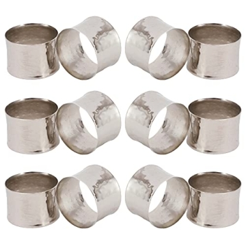 ITOS365 Handmade Round Hammered Silver Napkin Rings for Stylish Dining Table