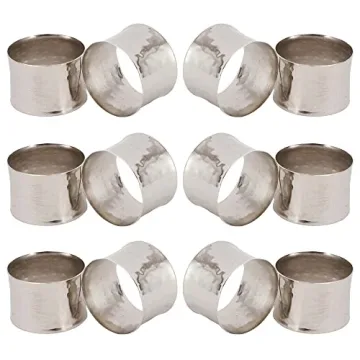 ITOS365 Handmade Round Hammered Silver Napkin Rings for Stylish Dining Table