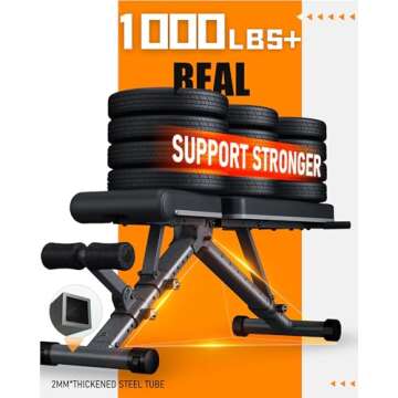 BARWING Adjustable Weight Bench, 1000 LB Heavy Duty Incline Decline Benches for Home Gym, Easy Assembly Foldable Training Lifting Bench