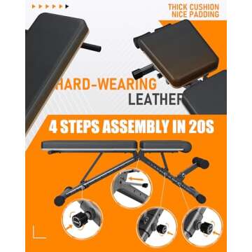 BARWING Adjustable Weight Bench, 1000 LB Heavy Duty Incline Decline Benches for Home Gym, Easy Assembly Foldable Training Lifting Bench