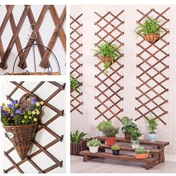 Wooden Lattice Wall 2Pack-Expandable Plant Garden Trellis for Climbing Plants Outdoor Air Plant Vert...