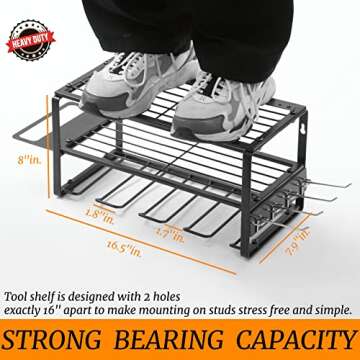 Power Tool Organizer Utility Rack , Heavy Duty Alloy Steel Garage Tool Organizers Cordless Drill Hol...