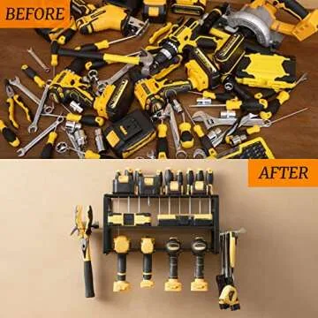 Power Tool Organizer Utility Rack , Heavy Duty Alloy Steel Garage Tool Organizers Cordless Drill Holder and Storage Organization, Tool Shelf Pegboard Wall Mount Organizer, Perfect for Father's Day