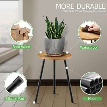 KINNARY Mid Century Indoor Plant Stand - Stylish & Functional