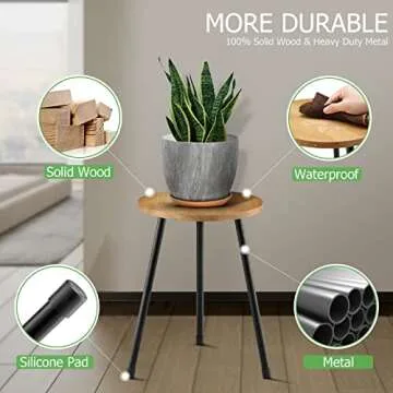 KINNARY Mid Century Indoor Plant Stand - Stylish & Functional