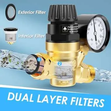 AOLINK Adjustable RV Water Pressure Regulator with Gauge