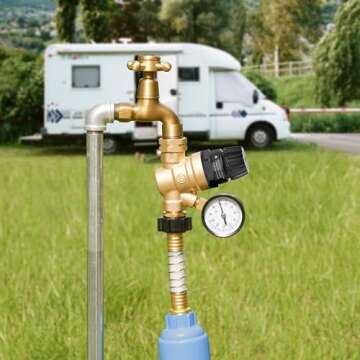 AOLINK Adjustable RV Water Pressure Regulator with Gauge