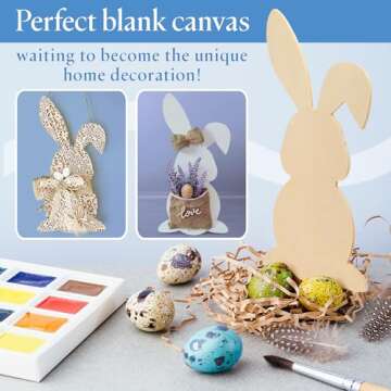 Wooden Bunny, Pack of 3 Easter Wooden Bunny Cutouts for Crafts, 6 Inch x 3 Inch (1/4 Inch Thick) Wooden Rabbit Decor, Unfinished Wood Spring Bunnies, Easter Crafts for Adults, Paint and DIY