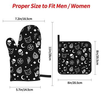 Skull Cat Moon Gothic Oven Mitts & Pot Holders Set