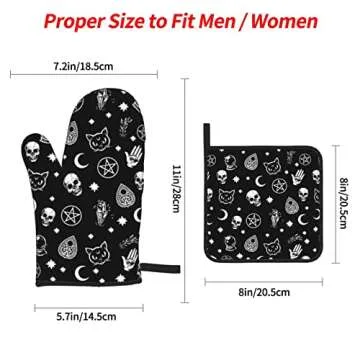 Skull Cat Moon Gothic Oven Mitts & Pot Holders Set