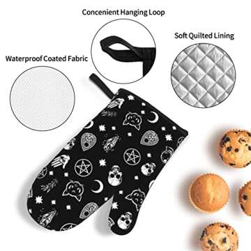 Skull Cat Moon Gothic Oven Mitts & Pot Holders Set