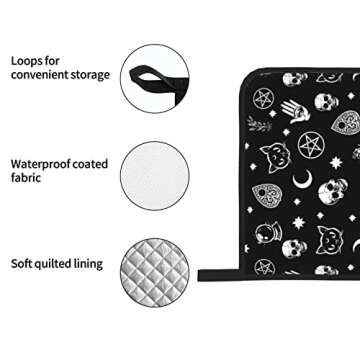 Skull Cat Moon Gothic Oven Mitts & Pot Holders Set