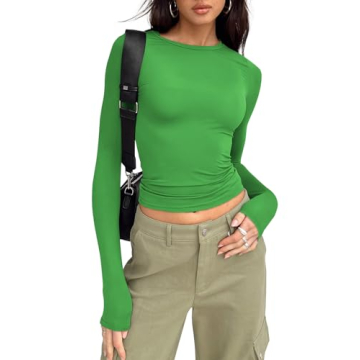 Trendy Queen Women’s Long Sleeve Shirts - Cute Slim Fit Crop Top for All Occasions