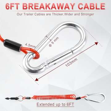 JUSTTOP 6FT Breakaway Trailer Cable for Safe Towing