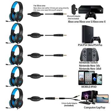 Gaming Headset for Nintendo Switch, Xbox One, PS4, PS5, Bass Surround and Noise Cancelling with Flex...