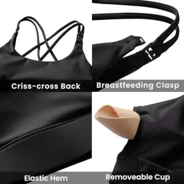 V VOCNI Nursing Bras for Breastfeeding Maternity Sports Bras Tank Top Sexy Crisscross Back Workout Y...