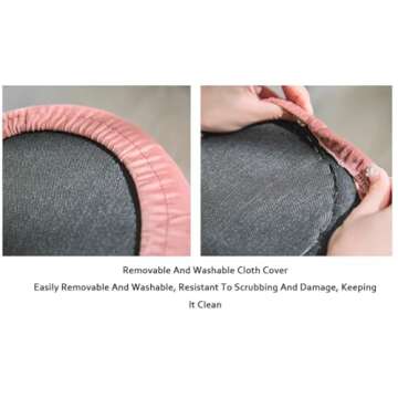 ZAJ Foot Stool Upholstered Ottoman w/Gold Metal Legs Nordic Velvet Vanity Chair Stool Modern Shoe Bench Footrest Luxury Footstool for Bedroom,30x30x33cm Extra Seating