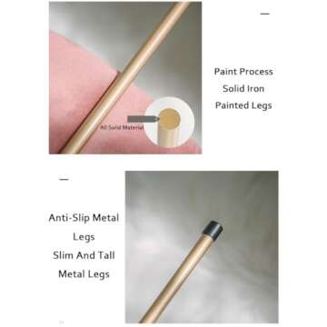 ZAJ Foot Stool Upholstered Ottoman w/Gold Metal Legs Nordic Velvet Vanity Chair Stool Modern Shoe Bench Footrest Luxury Footstool for Bedroom,30x30x33cm Extra Seating