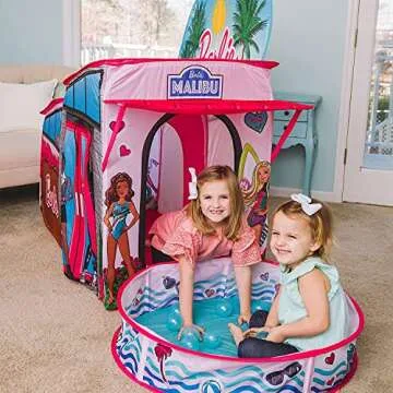 Barbie Dreamhouse™ Extra Large Pop Up Play Tent with Crawl Tunnel and Ball Pit, Over 7 feet Long, Playhouse Toy Folds Into Storage Bag, 20 Play Balls Included, Gift for Toddlers and Kids 3+