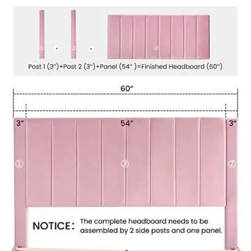 SHA CERLIN Queen Bed Frame/Velvet Upholstered Platform Bed Frame with Headboard/Strong Wood Slats Support/Mattress Foundation/No Box Spring Needed - Pink